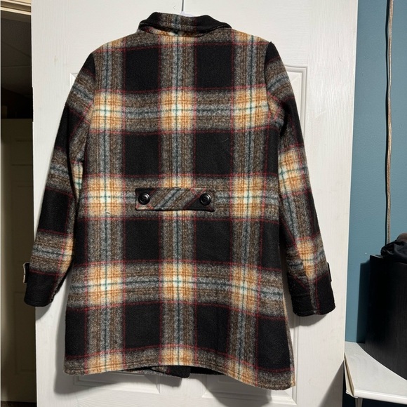 Charlie B Plaid Women's Coat - Black and Brown Wool Blend Size Small - Picture 2 of 13